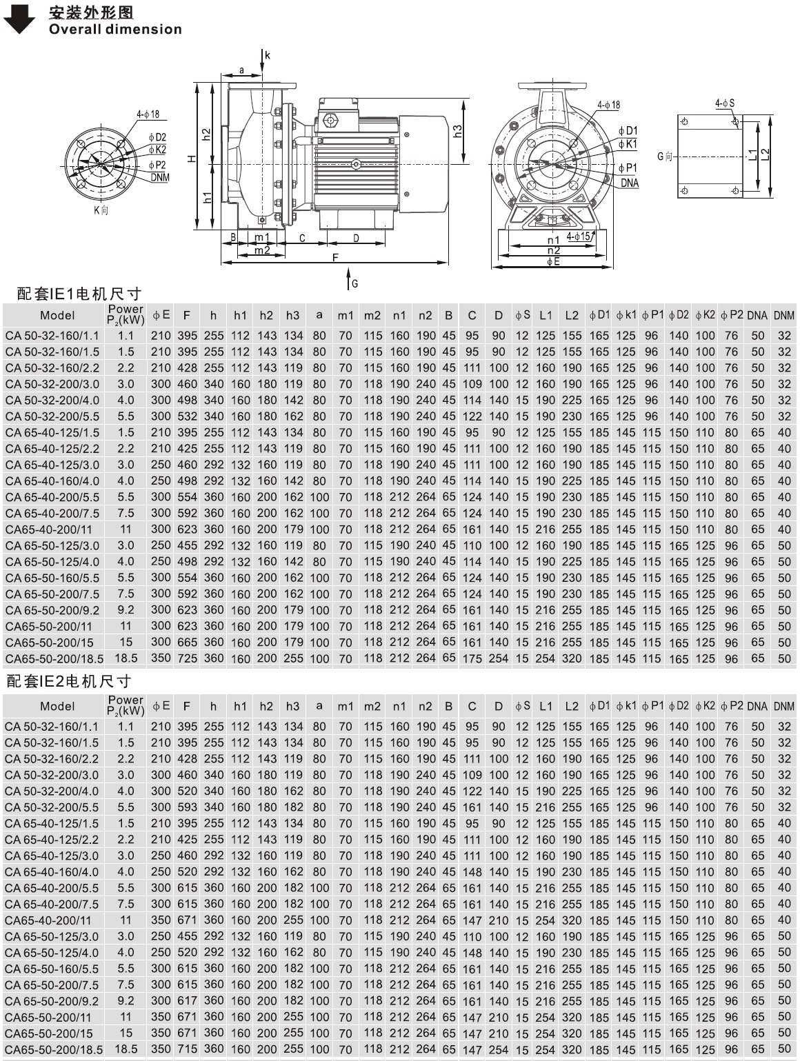 CA65-40系列臥式單級(jí)離心泵安裝外形圖